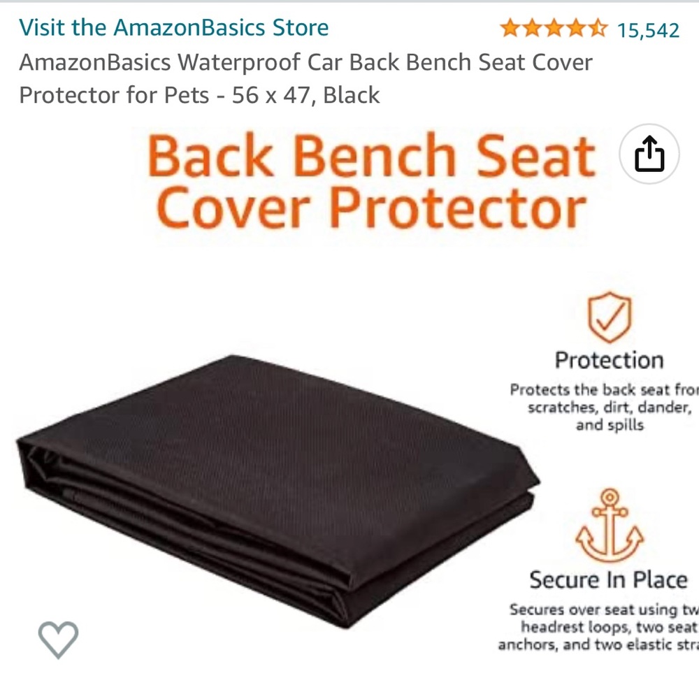 Amazon basics seat protector for car bench seat